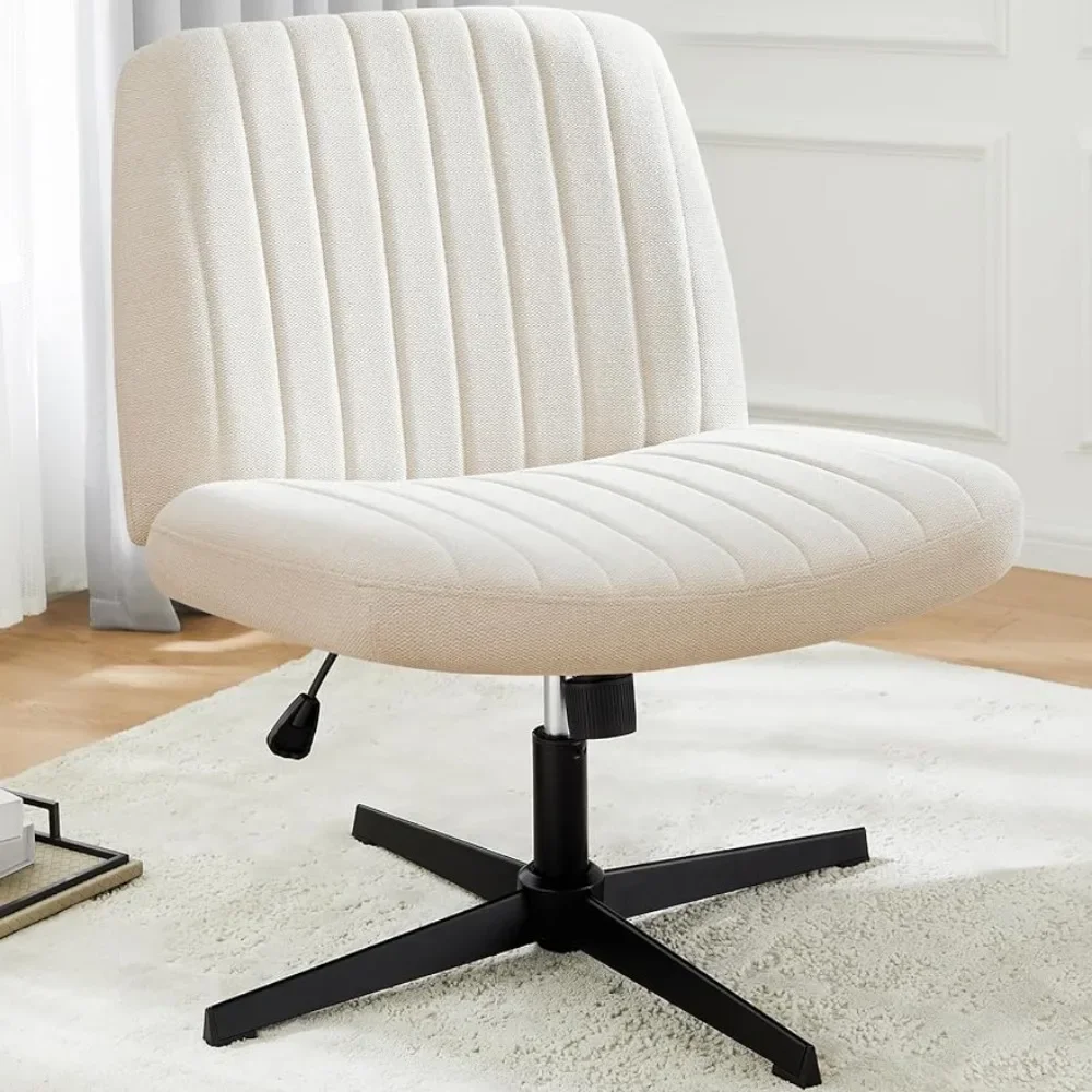 Cross Legged Office Chair, Armless Wide Desk  No Wheels, Modern Home Desk Chairs - £80.65 GBP