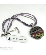 LAURA ASHLEY SILVER TONE PURPLE BEAD PENDANT NECKLACE RUSTIC STYLE NWT $35 - $15.79