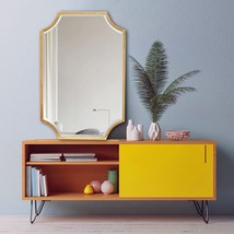 Kelly Miller 30&quot;X40&quot; Large Metal Gold Mirror For Wall, Scalloped Beveled - $217.99