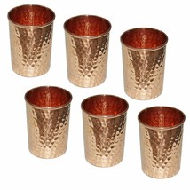 Hammered Glass 6 pcs Pure copper  Healing Ayurvedic tableware accessories 9.5 cm - £34.15 GBP