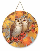 Amoxx Wooden Door Sign Owl Fall Wreath 10in Amber Orange Maple Leaves - $4.42 Amoxx Wooden Door Sign Owl Fall Wreath 10in Amber Orange Maple Leaves - $4.42