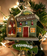 Fishing Shack Lodge Christmas Tree Ornament Outdoorsman Hunter Boat Fish - £7.83 GBP