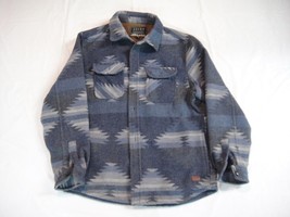 Jachs Heavy Flannel Shirt Jacket Blue Gray Aztec Mens Size Medium - £29.80 GBP