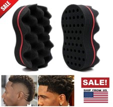 Red Double Side Magic Hair Brush Sponge Twist Wave Barber Afro Hair Curl Wave Us - £11.71 GBP