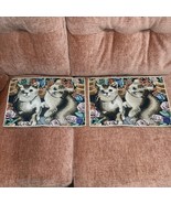 Vintage Hearth &amp; Home Tapestry Placemats Kittens Roses Set of 2 Nidico - $348.24 MXN