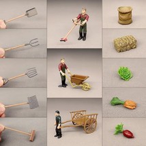 Mini Farm Tools Model for DIY Bruch Fork Weeder Carror Wheelbarrow Dollhouse - $6.73+