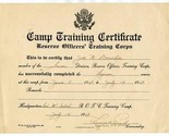 Camp Training Certificate Reserve Officer Training Corps 1929 Fort McInt... - £69.43 GBP