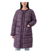 Bernardo Womens Puffer Jacket Purple Pockets Insulated Tweed Combo Heavy... - $1,818.57 MXN