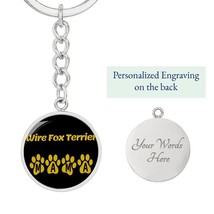 Wire Fox Terrier Mama Circle Keychain Stainless Steel or 18k Gold Dog Mom Penda - £30.32 GBP+