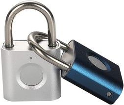 Smart Padlock Gym Lock [2-Pack, Black &amp; Silver] eLinkSmart Mini Fingerprint - £31.89 GBP