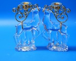 GORHAM Crystal Reindeer Taper Candle Holders - MATCHED PAIR, With Origin... - $84.12