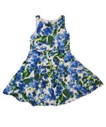 Milly Minis Girls Size 5 Fit N Flare White Blue Floral Dress Sleeveless - £22.27 GBP