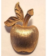 APPLE Pin Brooch Brushed Gold Tone Design Signed Avon Vintage Petite 1 I... - $9.99