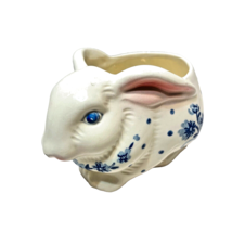 Vintage Hand Painted Bunny Rabbit Ceramic Planter Vase Brazil 6 x 4.25 inch - $18.54