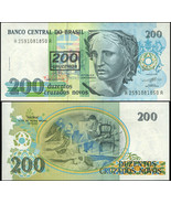 Brazil 200 Cruzeiros. ND (1990) UNC Overprint. Banknote Cat# P.225b - £0.93 GBP