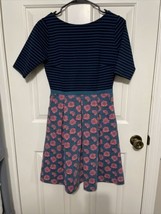 Matilda Jane Peyton Dress 3/4 Sleeve Size S Roses Stripe Stretch Pockets - $23.36
