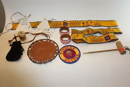 Vintage YMCA Y-Indian Guides LOT Patch, Headdress Pipe Drum Pouch Name Tags - £21.95 GBP