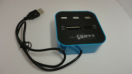All In One 3 Ports USB Hub Card Reader Writer Fashion Square Cube Box SD... - $15.67