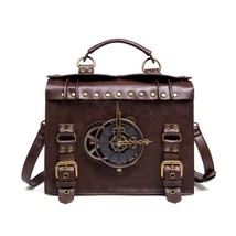 Steampunk Lolita PU leather messenger bag Gothic retro messenger bag Gear clock  - £112.73 GBP