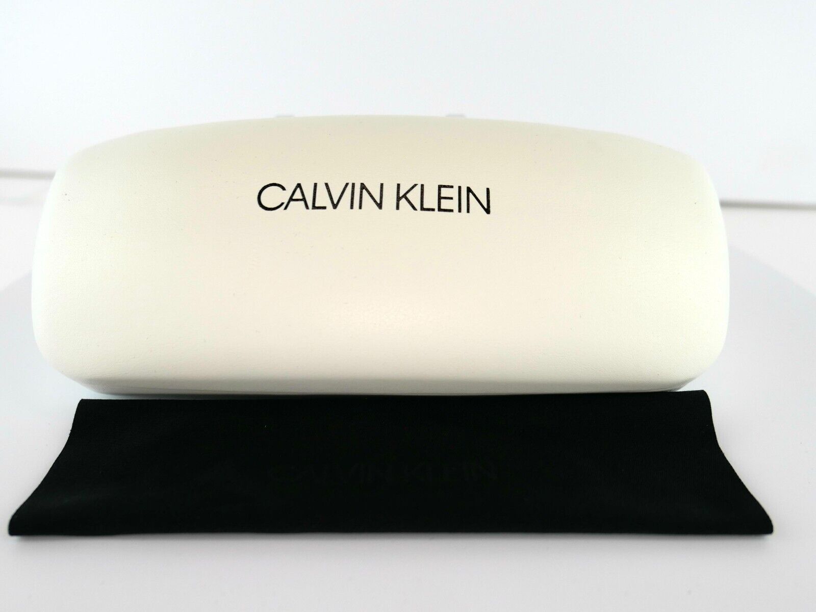 Primary image for Calvin Klein WHITE CLAMSHELL Case with Cloth EYEGLASS CASE
