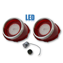 65 Chevy Impala LED Red Tail Back Up Light Lens w/ Stainless Trim &amp; Flasher Pair - £87.12 GBP