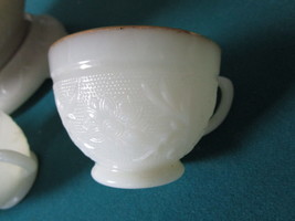 Vintage 1950&#39;s Indiana Sandwich Pattern milk glass with gold rims punch bowl, - $118.80