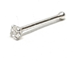 Nose Stud CZ Sparkly Tiny 1.5mm Gem 22g (0.6mm) 925 Silver 6mm Post Ball End Pin - £3.43 GBP