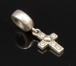 PANDORA 925 Silver - Vintage Cubic Zirconia Religious Cross Pendant - PT... - £29.83 GBP