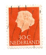  Used Netherlands Postage Stamp (1953) 30c Queen Juliana - Scott # 349 - £1.56 GBP