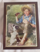 Coca-Cola Norman Rockwell's Fishing Boy Wood Box Plastic Cover Coming Off - $4.70