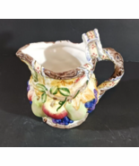 Kirkland Ceramic CREAMER Fall AUTUMN APPLES GRAPES 4 1/2&#39; Hand Painted - $6.40