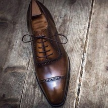 Decent Oxfords Two Tone Handmade Cap Toe Lace Up Office Shoes - £126.63 GBP
