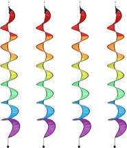 Gejoy 4 Pieces 57 Inch Rainbow Curlie Spinner Rainbow Wind Spinner Color... - $24.00