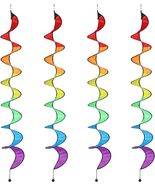 Gejoy 4 Pieces 57 Inch Rainbow Curlie Spinner Rainbow Wind Spinner Color... - £18.87 GBP