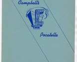 Campbell&#39;s Whitman Hotel Coffee Shop Menus Pocatello Idaho 1950&#39;s Outdoo... - $87.12
