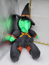 Vintage Witch Plush Parachute Fabric 27” Halloween Black Green Large Dan... - $14.95