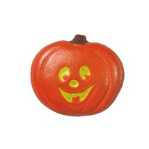 Jack o Lantern Brooch Pin Halloween Pumpkin Jewelry Vintage Glitter  1.75 inch - £15.65 GBP