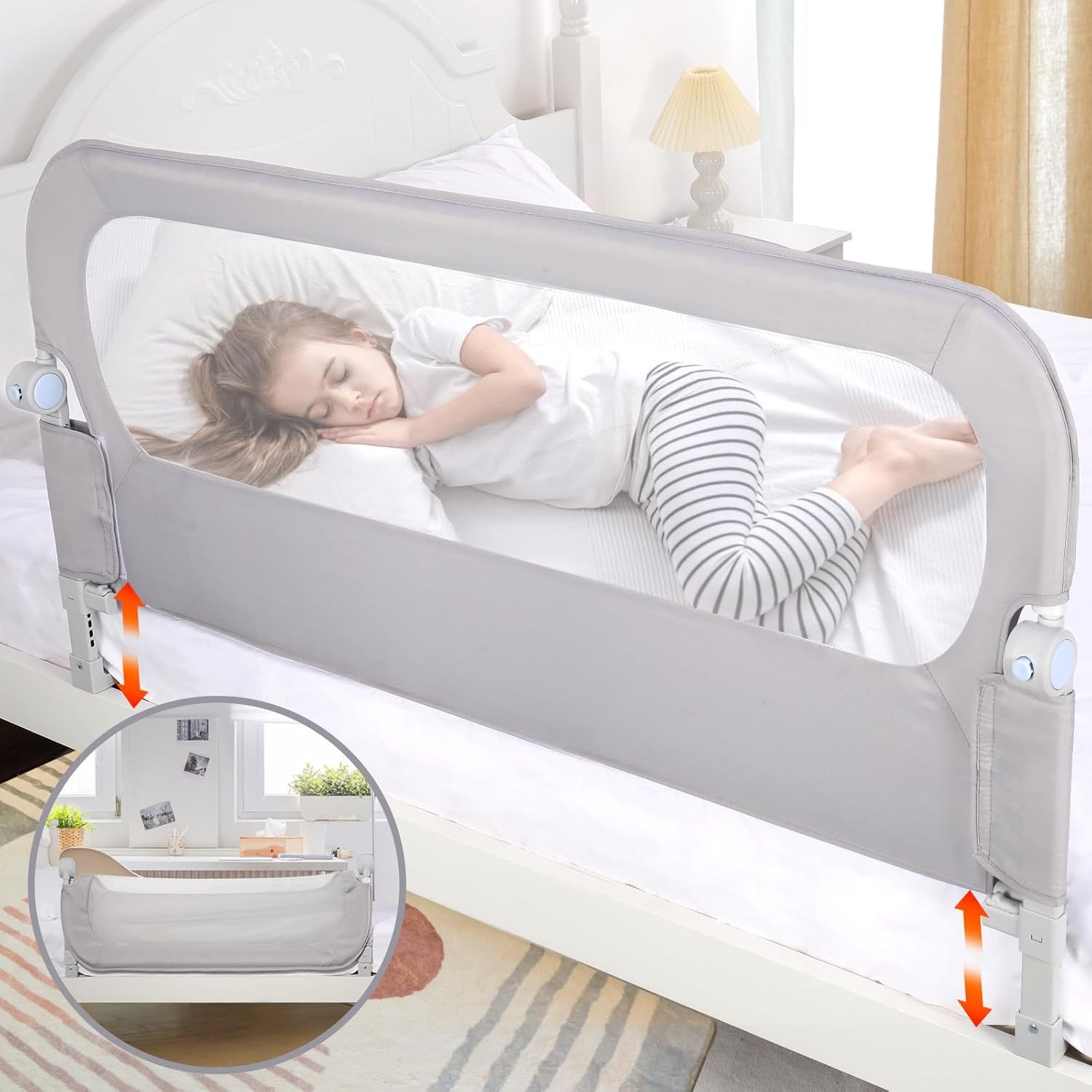 Baby Bed Rail Guard For Toddlers - 47&quot; Toddler Bed Side Rails For Twin, ... - $45.92