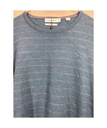 Calvin Klein Teal Extra Fine Merino Wool Sweater Mens Striped Size Large... - $39.95