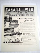 1941 Canada Vacation Ad Canada At War - £7.98 GBP