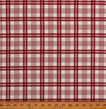 Cotton Plaid Stripes Striped Deep Red Fabric Print by the Yard (04793-R) D151.09 - £11.15 GBP