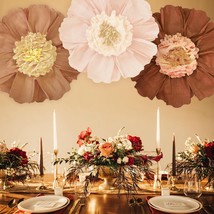 Wedding Party Decorations for Wall 3PCS Paper Flower Backdrop 24 Inch Brown Pink - £22.72 GBP