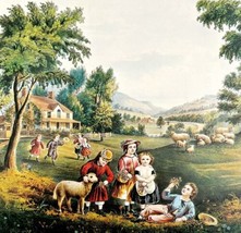 Four Seasons Of Life Childhood 1955 Currier &amp; Ives Color Plate Print DWEE35 - £31.96 GBP