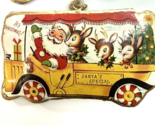 Silver Tree Christmas Ornament Animals in a  Gold Bus with Santa Metal  nwt - $11.30