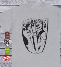 Skeleton King of heart and Queen T Shirt, Vintage Poker Old School Cloth... - $17.99+