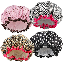 4 Pieces Shower Cap for Women, Elastic and Reusable, - $10.43