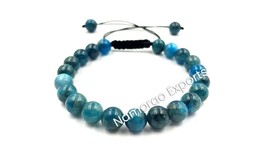 Natural Neon Apatite 8x8 mm Round Beads Thread Bracelet TB-42 - £10.55 GBP