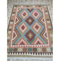 Stunning 5x6 Authentic Hand Knotted Flat Weave Kilim Rug B-77431 - £533.94 GBP