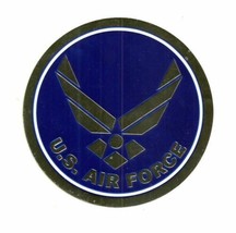 U.S. Air Force Emblem Logo Military Metallic Blue Silver Sticker 4 inche... - £6.25 GBP