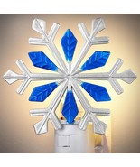 Beautiful Blue Snowflake Night Light Wall Plug In Light Lamp Holiday Hom... - $236.99 MXN